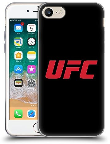 Head Case Designs Offizielle UFC Schwarz Rot Logo Soft Gel Handyhülle Hülle kompatibel mit Apple iPhone 7/8 / SE 2020 & 2022