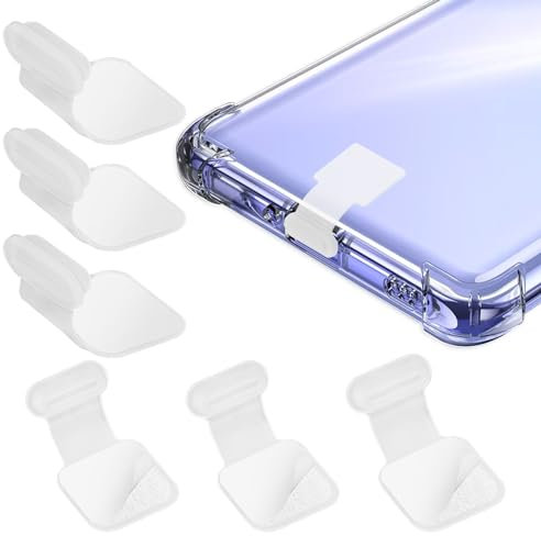 Cobee Type C Port Dust Plugs, USB C Dust Cover Caps Phone Type-C Anti Dust Charging Port Plug Silicone Dust Protectors with Removable Adhesive Compatible with Laptop Smartphones(6pcs, Transparent)
