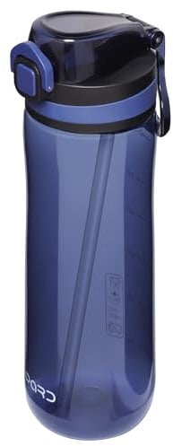 Opard Peak 700 ml/1000 ml Trinkflasche mit Strohhalm, BPA-frei, Auslaufsichere Flasche mit Klappdeckel