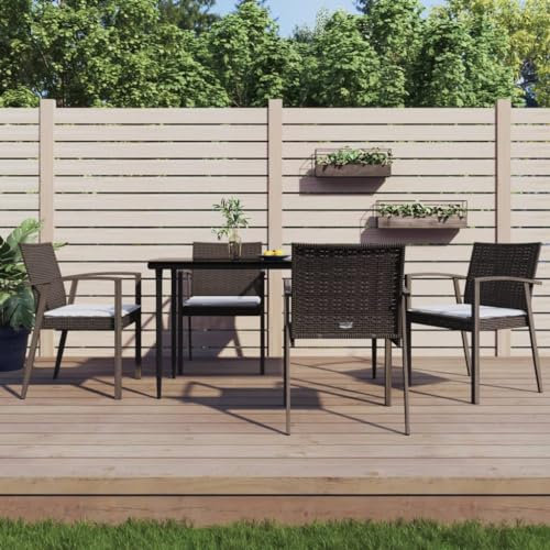 BaraSh Gartenstühle mit Kissen 4 STK. Braun 56,5x57x83 cm Poly Rattan StapelstüHle Bistrostuhl