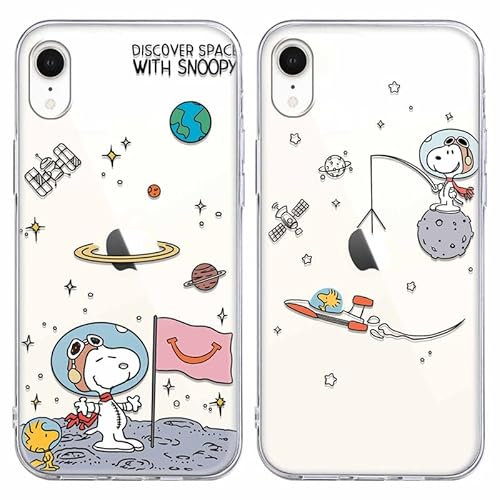 nurkorki [2 Stück] Cartoon Snoopy Handyhülle für Apple iPhone XR Hülle 6,1/,Transparent Silikon TPU Schutzhülle mit Chic Lustig Anime Muster Stoßfest Hüllen(für iPhone XR),Karikatur 1