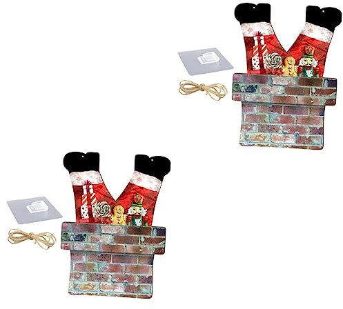 Abaodam 2st Weihnachts-schornstein-hängeschilder Santa Schornstein Holzschild Weihnachtsmann-Dekorationen Weihnachtsdekorationen Für Zu Hause Nussknacker-holzanhänger Marke Hölzern
