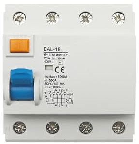 ANTBEE Disjoncteur électromagnétique à Courant résiduel, 4P 32A 10/30/100/300mA Type AC RCCB RCD ELCB, disjoncteur différentiel, Interrupteur de sécurité (Color : 4P 30mA, Size : 10A)