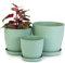 Home Garden Ornaments Vaso per Piante da Interno Verde Set di 3 Misure 14/16/18 cm - Opaco Vaso da Esterno con Sottovaso Senza Fori di Drenaggio - Vasi per Piante da Esterno (Verde)