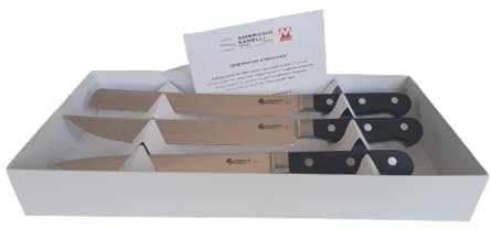 Ambrogio Sanelli, Maitre Scatola Regalo 3 Coltelli, Set Coltelli da Cucina Chef con Lama in Acciaio Inox all'Azoto e Manico Ergonomico, Coltelli da Cucina Professionali, Made in Italy