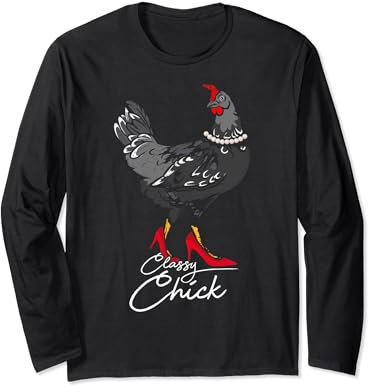 Yoga Classy Chick mit Perlenkette und roten High Heels Langarmshirt