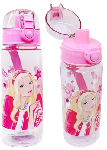 BDQYLOUJ Gourdes d'eau Barbi, Gourde pour Enfant 550 ml, avec Motif Barbi, Gourdes d'eau Enfant, Avec Corde Réglable pour Maternelle ou école, Sports de Plein Air