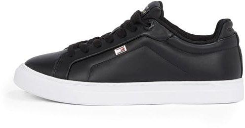 Tommy Hilfiger Baskets Femme Icon Flag en Cuir, Noir (Black), 36