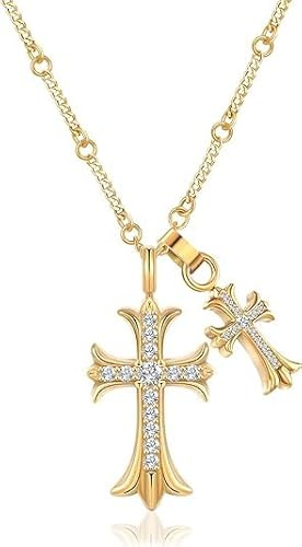LQTSLFM kreuz kette damen,silberkette mit kreuz,Vintage katholische religiöse christliche Halskette