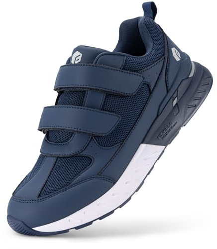 FitVille Chaussures de Marche Homme Extra Larges Basket Scratch Homme Chaussures Orthopédiques Confort Sneakers pour Pieds Larges et Plats Bleu 46 EU X-Large