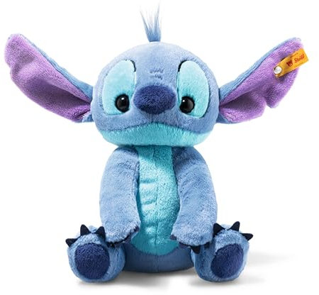 Steiff Kuscheltier Disney Originals Stitch, Süßes Stofftier mit Kunststoffaugen, Kinder, Jungen & Mädchen, Friends, Plüschtier 22 cm, Mittelblau, 024696