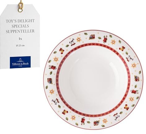 Villeroy & Boch – Toy’s Delight Specials assiette creuse pour soupes, salades et pâtes, assiette creuse à pâtes, porcelaine de Noël, 23 cm Ø, résistant au lave-vaisselle et au four à micro-ondes