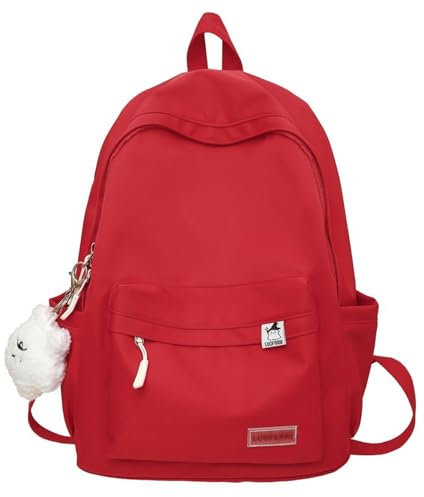 CMZYBBD Schulrucksack Leichter Reise Rucksack 14 Zoll Laptop -Rucksack, Ungezwungene Daypack College -schultaschen Wasserbeständige Bücher Für Teenager-rot