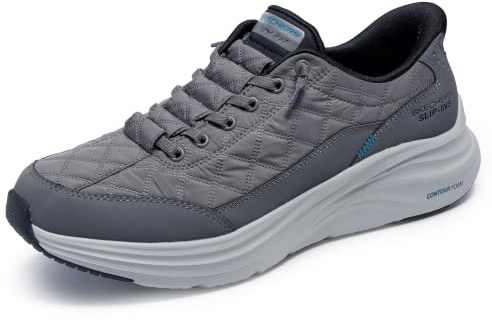 Skechers Men's Contour Foam Cozy Fit Hands Free Slip-in Sneaker,Charcoal/Black,12 Wide