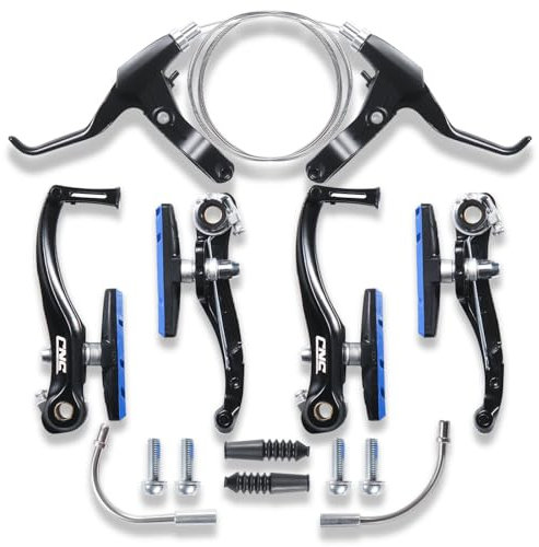 CNCLOL Bike V Brake Set, Bicycle V Brake Set for Front& Rear, V Brake Caliper Set For Road Bike/Mountain Bike/MTB/BMX.Black/Blue