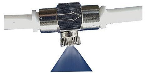 Khanjan- Niederdruck-Wassernebeldüsen-Set, Öffnung mit Innenfilter-T-Anschluss mit kostenloser Endkappe und Befestigungsschraube, geeignet zum Beschlagen, Desinfizieren, Kühlen, Gartensprüher