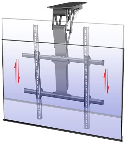 Support de montage pour téléviseur au plafond – Support mural motorisé pour téléviseur, pliable et rabattable, peut être installé de deux manières, avec télécommande et interrupteur, convient aux écra
