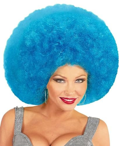 Hatstar XL Afro Perücke | Kraushaar Lockenkopf Perücke | Rasta Afroperücke | Kostüm Hippie Accessoire für Karneval und Fasching (türkis)