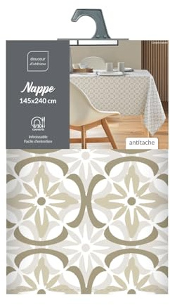 Douceur d'Intérieur, Nappe Rectangle (145 x 240 cm) Costaria Naturel, Polyester Imprimé
