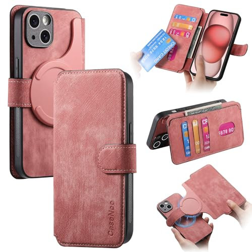 HYUKcase Wallet Case for iPhone 12 Pro Max,Luxury Leather Wallet,Detachable Magnetic Flip Folio Cover, Card Holder,Wallet Case,Magsafe Compatible, RFID Blocking for iPhone 12 Pro Max,Pink