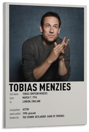 TULAOJI Tobias Menzies Poster auf Leinwand, Wandkunst, Wohnzimmer, Promi-Poster, Rahmen-Stil, 60 x 90 cm