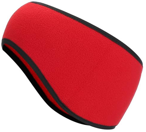PATIKIL Ear Warmer Headband, Polar Fleece Ear Warmer Winter Stretchy Running Sweatband Outdoor Essential for Cold Weather Running Jogging Walking Skiing Cycling, Red