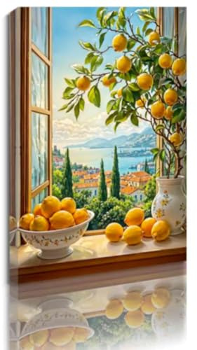 ZQQART Obst Kunst Orangen Bild Küche Leinwand Fotodrucke Orangen und Blumenmalerei Vintage Obstplakat Küchenbilder Dekor (Orange,50x75cm)