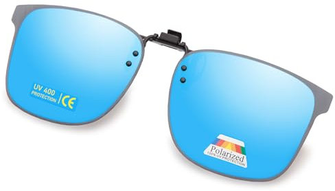 Epavouos Polarisierte Clip-On Sonnenbrille UV400 Anti-Glare Gläser Laser Edge Design Unisex (Blau, 47mm*62mm)