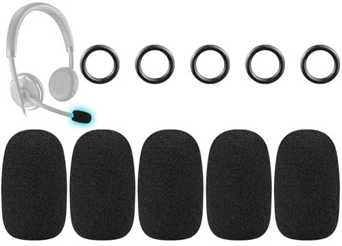 SOULWIT 5 Stück Schutz Mikrofon Schaum Abdecken Pop Filter für Plantronics Audio/Blackwire/E-ncorepro/Rig/Voyager Series Kopfhörer, Mikrofon Abdeckung Windschutz für Poly CS540/CS520/HW510/HW520