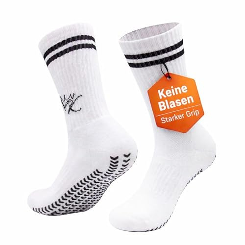 Kloos Fit Anti-Rutsch Sport-Socken mit max Grip für Training & Gym, Fußball Socken (DE/NL/SE/PL, Numerisch, 35, 38, Regular, Regular, White)