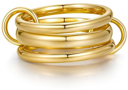 YeGieonr Stapelringe Gold – 14K Vergoldete Ringe Edelstahl, Waterproof Gold Ring Stack, Damen Jewelry Schmuck für Women's Rings
