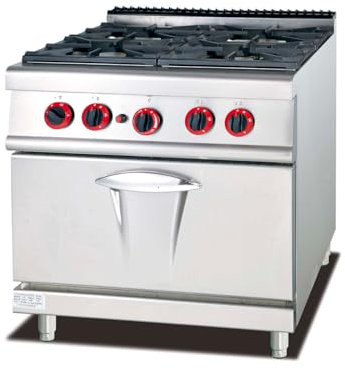 Ristoattrezzature - Cucina a Gas potenziata 4 fuochi con forno a Gas S/70 80x70 cm - Uso Professionale