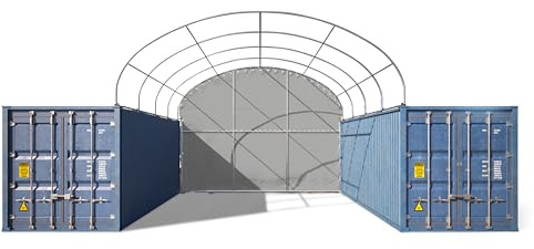 TOOLPORT Rückwand für Container Überdachung 6m Breite – PRIMEtex 2300 PVC Plane, grau