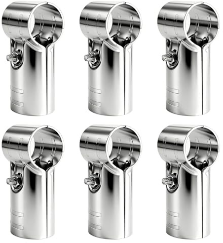 HKATOPS 6 Sets T Pipe Clamp, 1-1/4 (32mm) OD Stainless Steel Tee Fitting Connector for Pipe Fence End Rails