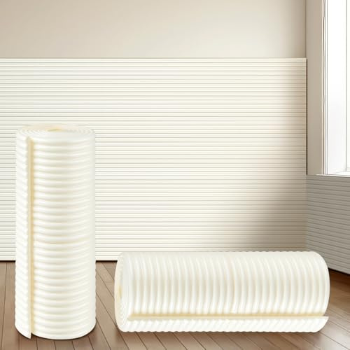 Fiwochic 15.8 x 78.7 Inch Anti Collision Wall Padding for Kids Padded Wall Panels 3D DIY Headboard for Autism Playroom Nursery Bedroom Living Room Corner Guards (1 Roll, White)