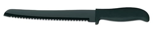 Kela Brotmesser ACIDA – Schwarzes Edelstahl-Küchenmesser 32 cm, Wellenschliff, Scharfes Brotmesser für präzises Schneiden von Brot, Backwaren und Lebensmitteln