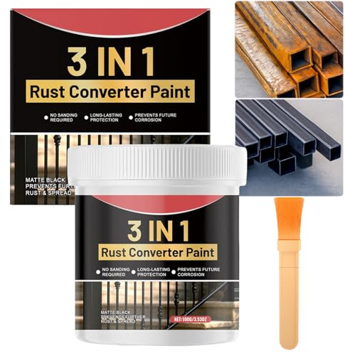 3-in-1-Rostumwandler & Metallgrundierung, Rostschutzbeschichtung, schwarzer Rostschutzlack, hitzebeständige und langlebige Rostschutzbeschichtung, dient als Unterbodenschutz Durchschweißgrundi (1pcs)