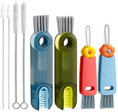 8 PCS Cup Lid Cleaning Brush, Multifunctional 3 in 1 Bottle Cleaning Brushes for Water Bottles Cups and Lids, Portable Water Bottle Brush with small bottle brush for Home Kitchen