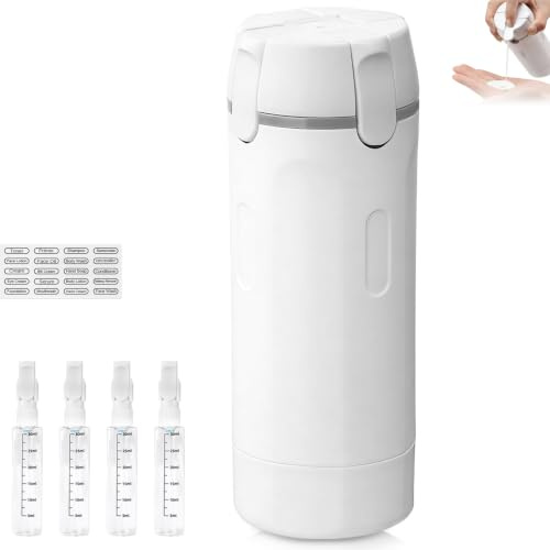 Reiseflaschen zum Befüllen, 4 in 1 Reisespender Refillable, Travel Bottles | Tragbare Reise Flaschen zum Befüllen, Reise Gadgets Flugzeug Spender für Shampoo Creme Spülung Körperpflege(Weiß)