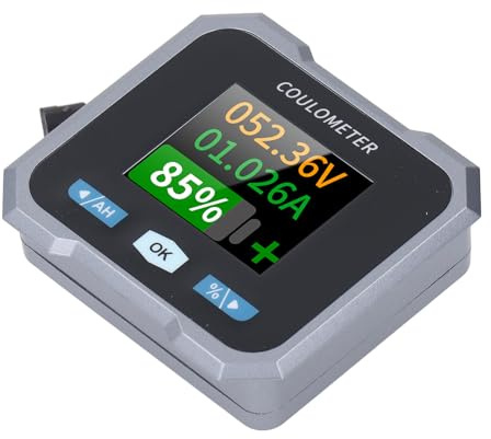 Focket Moniteur de Batterie Intelligent, Moniteur de Batterie Bluetooth 50 A avec écran LCD Couleur de 4,6 Cm pour Batteries au Lithium 10-100 V dans les Camping-cars, Motos, Chariots de Golf, Bateaux