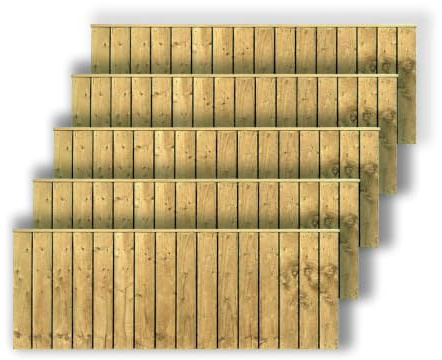 Snowdon Timber, Treated Feather Edge Fence Panel, Pack of 5, (W) 1828mm x (H) 600mm, Garden Fencing