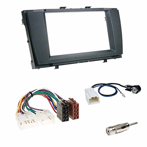 Einbauset : Autoradio Doppel-DIN 2-DIN 2 DIN Blende Einbaurahmen Radioblende schwarz + ISO Radio KFZ Adapter Radioadapter/Radioanschlusskabel + Antennenadapter für Toyota Avensis (T27) ab 01/2009