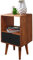 FineBuy Retro Nachtkonsole REPA Sheesham Holz Nachttisch mit Schublade 40 x 35 x 70 cm, Design Nachtkästchen Massiv für Boxspring, Großes Nachtschränkchen Dunkelbraun Nako