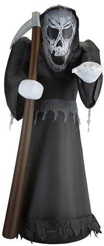 W WIDMANN MILANO Party Fashion 75036 - Aufblasbarer leuchtender Sensenmann mit integriertem Gebläse, 122 cm, Dekoration, Halloween
