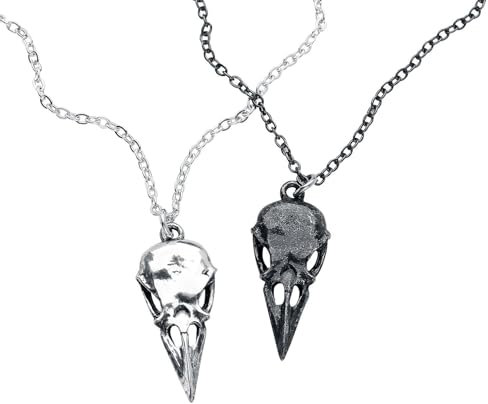 Alchemy Gothic Halskette Herz Schädel Damen Halskette Schwarz/Silber, One Size, Hartzinn