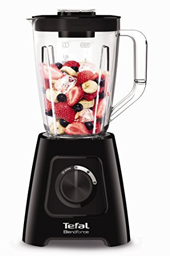 Tefal Blendforce II Blender, 2L Plastic Jug, 1.25L Effective Capacity, 600W, 4 Removable Stainless Steel Blades, Smoothie, Ice Crush, 2 Speeds + Pulse, Kitchen Shakes Maker, Black, BL420840