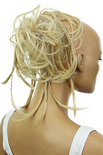 CAISHA XXL Haarteil Haargummi Daisy Dutt Hochsteckfrisuren Mit Geflochtenen Zöpfen Gewellt Kunstfaser Hitzebeständig DM17cm Hellblond G26D