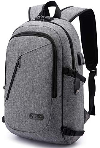 Laptop Rucksack Herren Anti-Diebstahl Laptoptasche 15.6 Zoll für Arbeit mit USB Ladeanschluss Business Reisen Rucksack für Männer Notebook wasserdichte Schulrucksack Jungen Teenager Grau