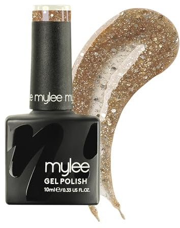 Mylee Gel Nail Polish 10ml [Gold mines] UV/LED Soak-Off Nail Art Manicure Pedicure for Professional, Salon & Home Use [Bold Glitters Range] - Long Lasting & Easy to Apply