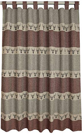 SeGaTeX home fashion Hochwertiger Schlaufen-Dekoschal Alpin Hirsch rost Exklusiver Landhaus-Vorhang 8 Schlaufen HxB 145 x 130 cm